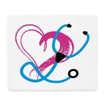 Stethoscope + Heart - Nurse / Doctor / Physician - Mouse Pad (horizontal) - white - Front