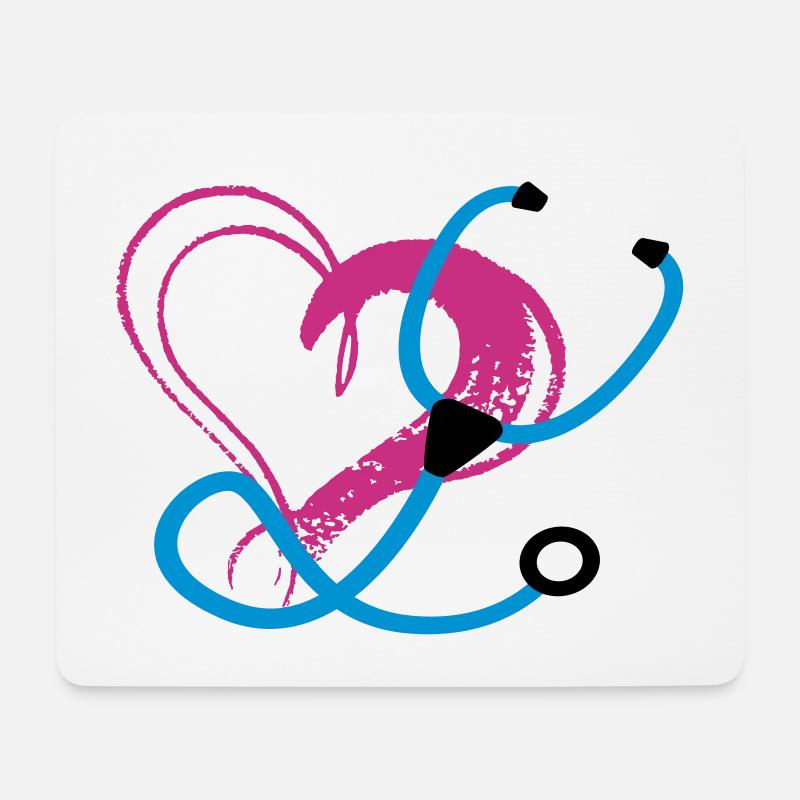 Stethoskop & Herz - Krankenschwester/Arzt - Mousepad (Querformat) - Weiß