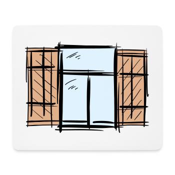 Vieille fenêtre avec volets à charnières Dessin de volets - Tapis de souris (format paysage) - blanc - Devant