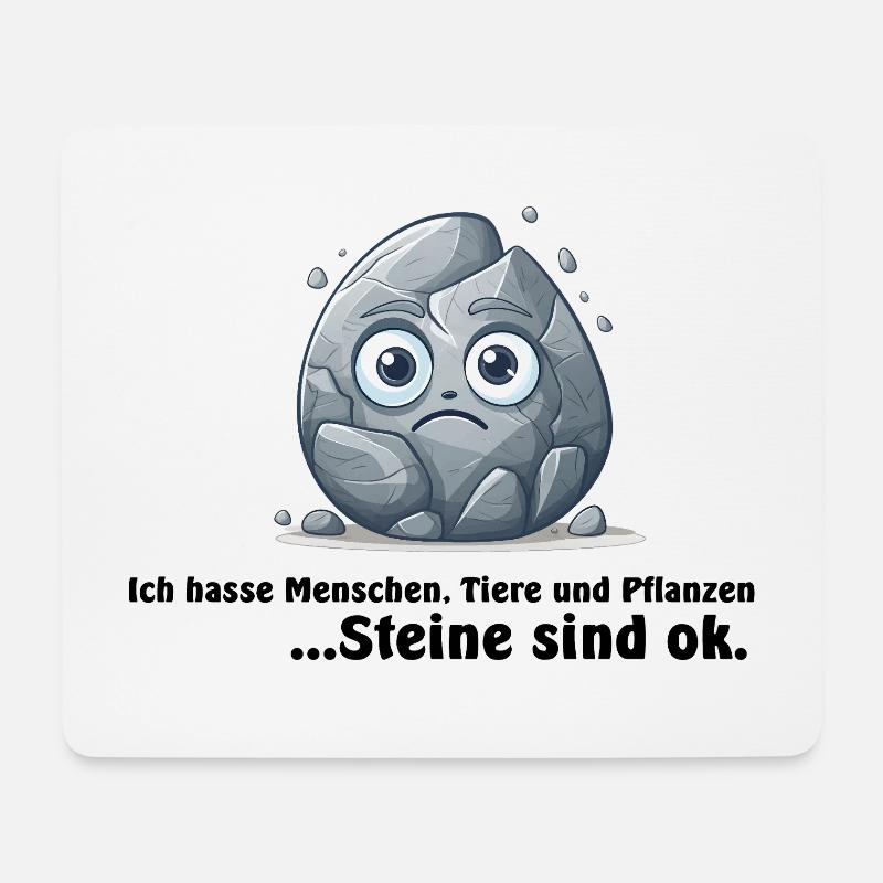 Stein, Ich hasse Menschen, Tiere und Pflanzen... - Mousepad (Querformat) - Weiß