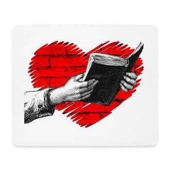 Lire des livres cœurs - Tapis de souris (format paysage) - blanc - Devant