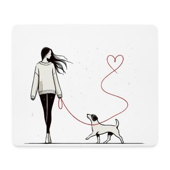 Herzverbindung – Frauchen mit Hund - Mousepad (Querformat) - Weiß - Vorne