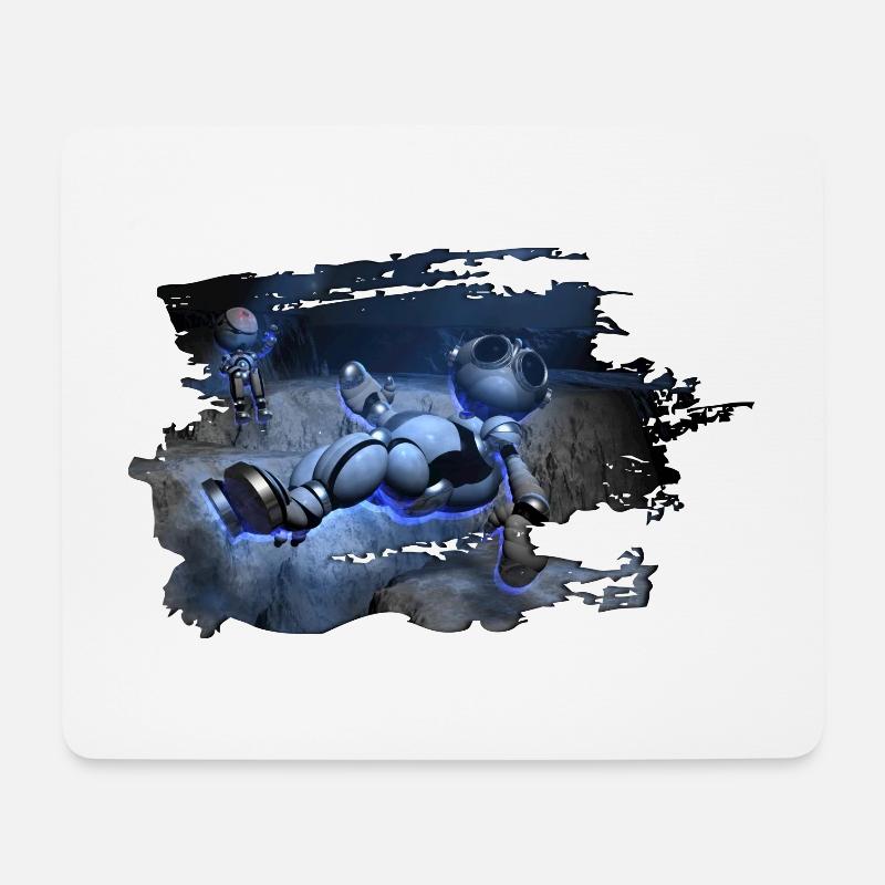 robo moon - Mousepad (Querformat) - Weiß