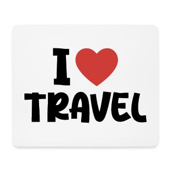 I Love Travel - Tapis de souris (format paysage) - blanc - Devant