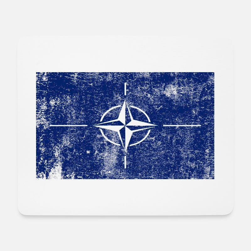 NATO Flagge Fahne Grunge Retro Vintage - Mousepad (Querformat) - Weiß