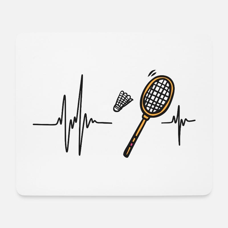 Badmintonherz | Federhahn-Schläger mit schnellem Tempo - Mousepad (Querformat) - Weiß