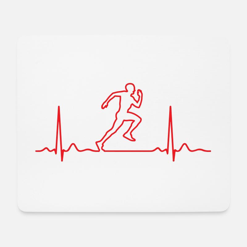 EKG-Herzschlaglinie Symbol Runner - Mousepad (Querformat) - Weiß