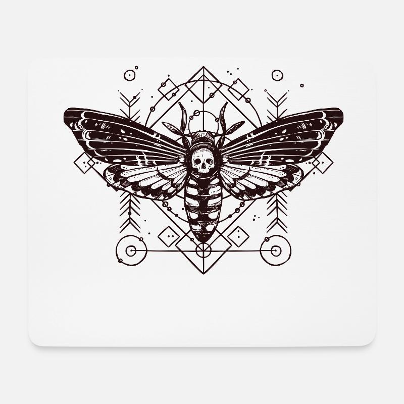 Motte Skull Schaedel Insekt Tattoo Schmetterling B - Mousepad (Querformat) - Weiß