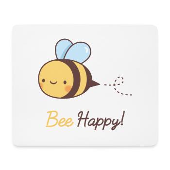 Abeille mignonne heureuse, Bee Pun - Tapis de souris (format paysage) - blanc - Devant