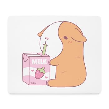 Cute Guinea Pig Drinking Strawberry Milk - Mouse Pad (horizontal) - white - Front