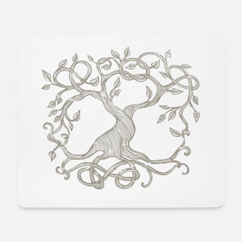 Keltischer Baum, beige - Mousepad (Querformat) - Weiß