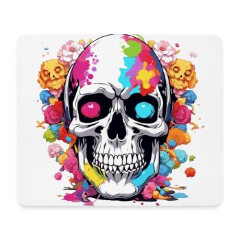 Colorful Skull - Mousepad (Querformat) - Weiß - Vorne