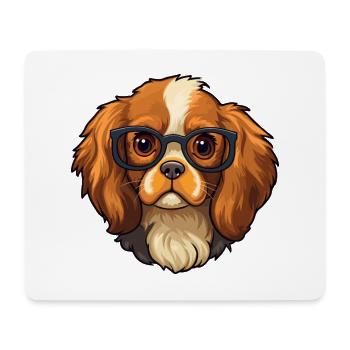 Cavalier King Charles Spaniel chien race aquarelle - Tapis de souris (format paysage) - blanc - Devant