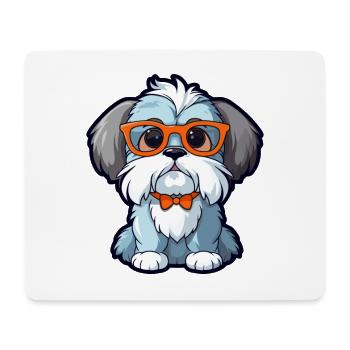 Shih Tzu chien race aquarelle dessin animé Kawaii verre - Tapis de souris (format paysage) - blanc - Devant