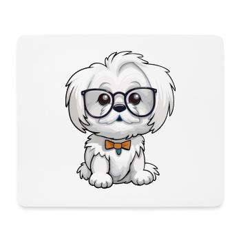 Malteser Hund Rasse Aquarell Cartoon Kawaii Glasse - Mousepad (Querformat) - Weiß - Vorne