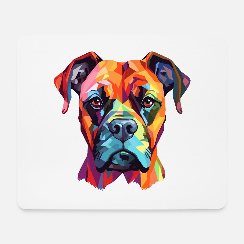 Boxer Hund Rasse Aquarell Karikatur Kawaii Bunt - Mousepad (Querformat) - Weiß
