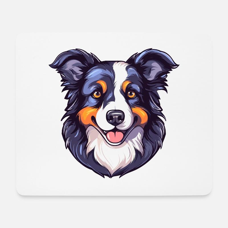Border Collie Hunderasse Aquarell Karikatur Kawaii - Mousepad (Querformat) - Weiß