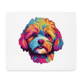 Shih Poo Hunderasse Aquarell Karikatur Kawaii Farbe - Mousepad (Querformat) - Weiß - Vorne