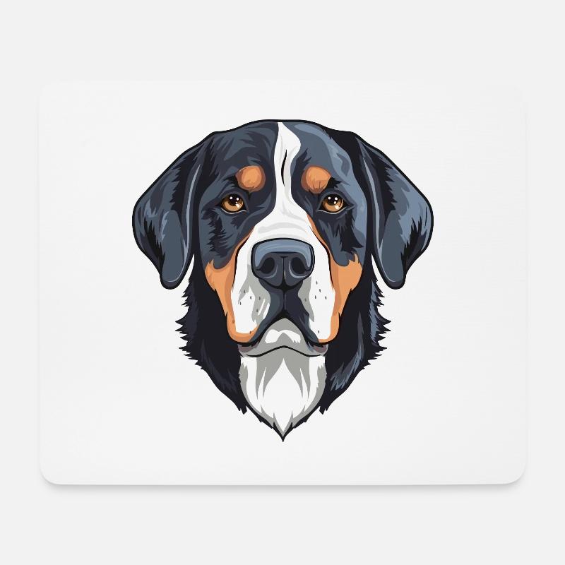 Große Schweizer Sennenhundrasse Aquarell Cartoo - Mousepad (Querformat) - Weiß