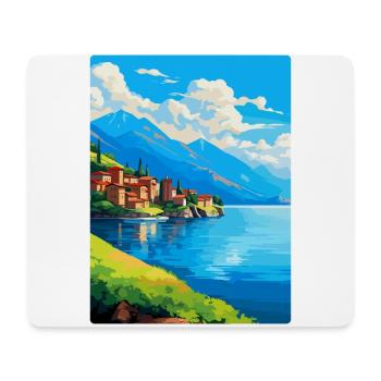 Lac d’Iseo Italie Affiche de voyage vintage Souvenir WPA - Tapis de souris (format paysage) - blanc - Devant
