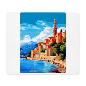 Menton France Affiche de voyage vintage WPA Souvenir - Tapis de souris (format paysage) - blanc - Devant