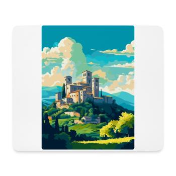 Assise, Italie, Affiche de voyage vintage, WPA, Souvenir - Tapis de souris (format paysage) - blanc - Devant