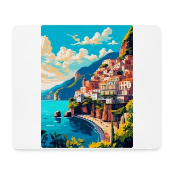 Amalfi Italie Affiche de voyage vintage WPA Souvenir - Tapis de souris (format paysage) - blanc - Devant