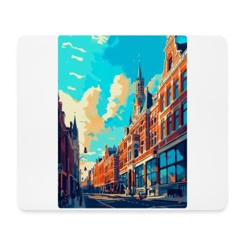 La Haye, Pays-Bas, Affiche de voyage vintage WPA - Tapis de souris (format paysage) - blanc - Devant