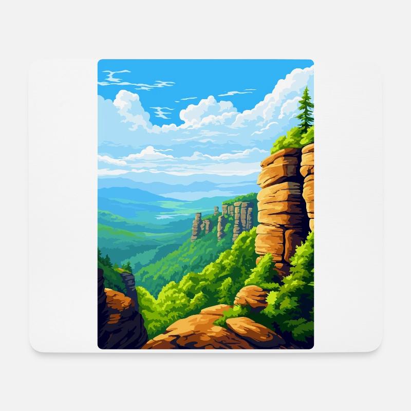 Elbsandsteingebirge Deutschland Reiseplakat WPA - Mousepad (Querformat) - Weiß