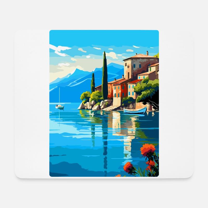 Gardasee Italien Vintage Reiseplakat Souvenir - Mousepad (Querformat) - Weiß