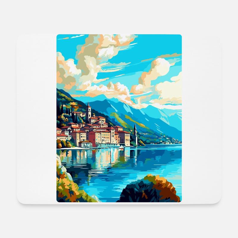 Lugano Schweiz Vintage Reiseplakat Souvenir - Mousepad (Querformat) - Weiß