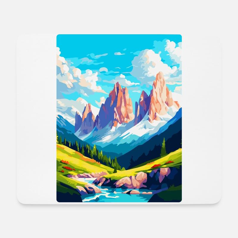 Dolomiten Italien Vintage Reiseplakat Souvenir WPA - Mousepad (Querformat) - Weiß