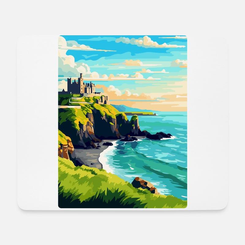 Dunluce Castle Irland Uk Vintage Reiseplakat - Mousepad (Querformat) - Weiß