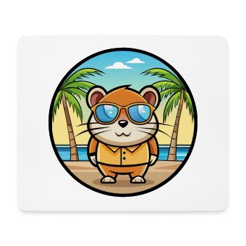 Hamster Funny Cartoon Summer Beach Sunglasses Cool - Mouse Pad (horizontal) - white - Front