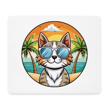 American Curl Katzenrasse Cartoon Sonnenbrille Strand - Mousepad (Querformat) - Weiß - Vorne