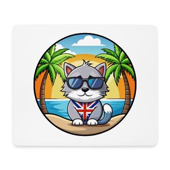 British Silver Cat Breed Cartoon Sunglasses Beach - Mouse Pad (horizontal) - white - Front