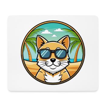 Lunettes de soleil de dessin animé de race de chat domestique plage - Tapis de souris (format paysage) - blanc - Devant