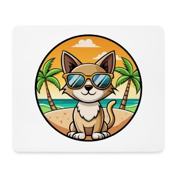 Siamese Shorthair Cat Breed Cartoon Sunglass Beach - Mouse Pad (horizontal) - white - Front