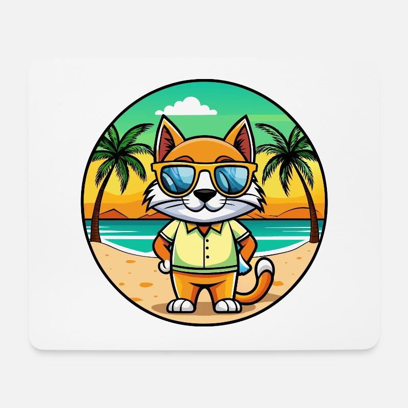 Bombai Katzenrasse Cartoon Sonnenbrille Strand - Mousepad (Querformat) - Weiß