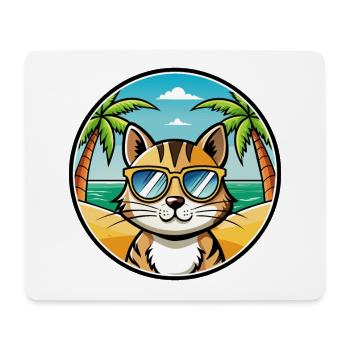 Lunettes de soleil de dessin animé de race de chat domestique plage - Tapis de souris (format paysage) - blanc - Devant