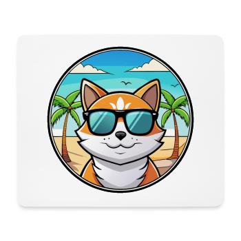 Lunettes de soleil de dessin animé de race de chat calicot dilué plage - Tapis de souris (format paysage) - blanc - Devant