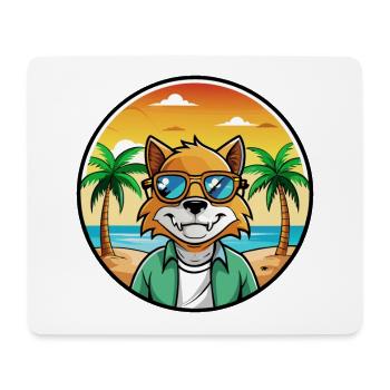 German Rex Cat Breed Cartoon Sunglasses Beach - Mouse Pad (horizontal) - white - Front