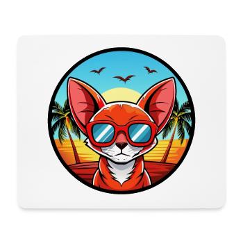 Rote Devon Rex Katzenrasse Cartoon Sonnenbrille Strand - Mousepad (Querformat) - Weiß - Vorne