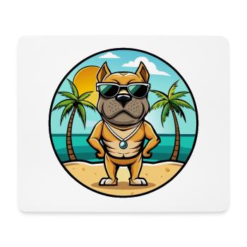 Bull Boxer Dog Breed Cartoon Sunglasses Beach - Mouse Pad (horizontal) - white - Front