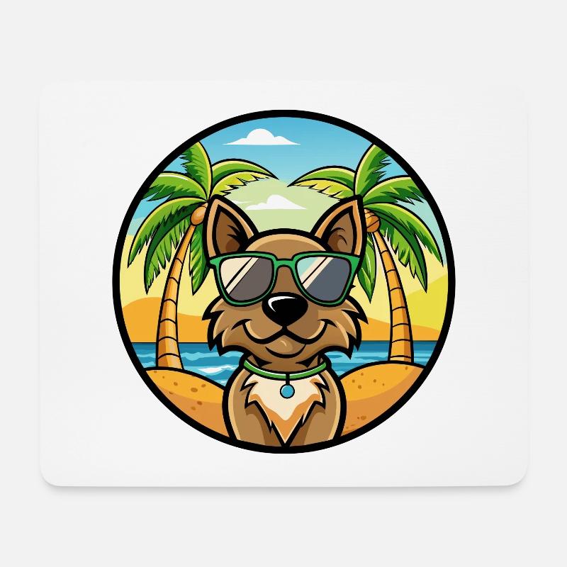 Cao da Serra de Aires Hunderasse Cartoon Sonnenbrille - Mousepad (Querformat) - Weiß