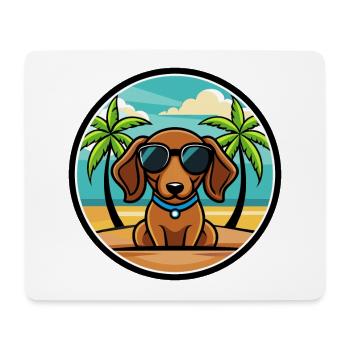 Miniatur Dackel Hund Rasse Cartoon Sonnenbrille - Mousepad (Querformat) - Weiß - Vorne