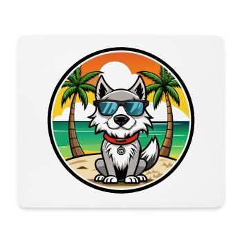 Taigan Kyrgyz Taighany Dog Breed Cartoon Beach - Mouse Pad (horizontal) - white - Front