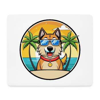 Schäferhund Rasse Cartoon Sonnenbrille Strand - Mousepad (Querformat) - Weiß - Vorne