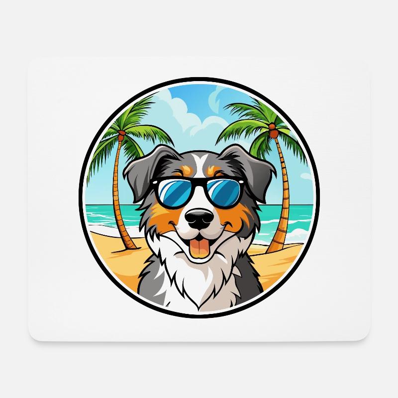 Australian Shepherd Hunderasse Cartoon Sonnenbrille - Mousepad (Querformat) - Weiß