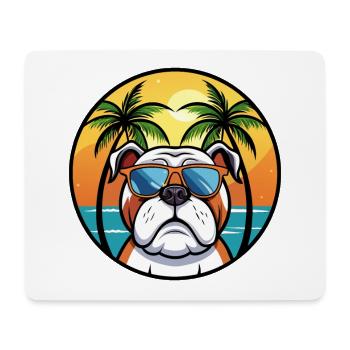 Bouledogue anglais race dessin animé lunettes de soleil plage - Tapis de souris (format paysage) - blanc - Devant